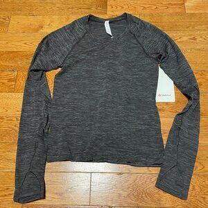 NWT Lululemon Swiftly Tech Long Sleeve Shirt 2.0 Waist Race WAFY Grey Stripes